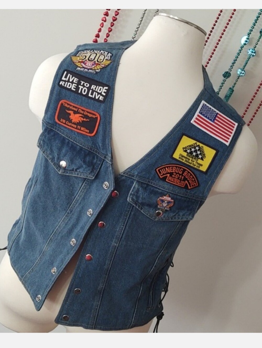 Unik Denim Biker Vest w Patches XL